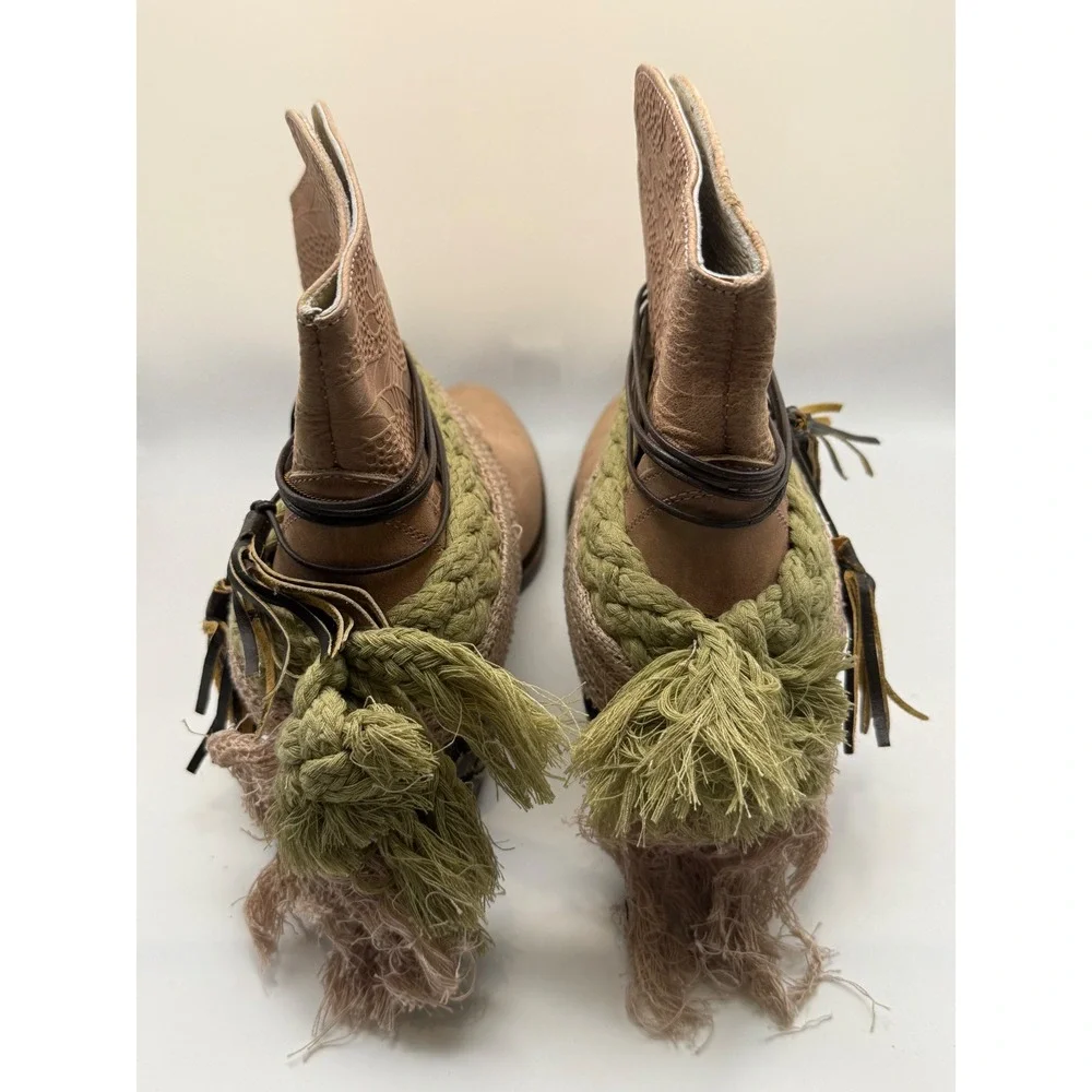 Freebird by‎ Steven Mezcal Tan Leather Boho Western Ankle Boots Womens 7M